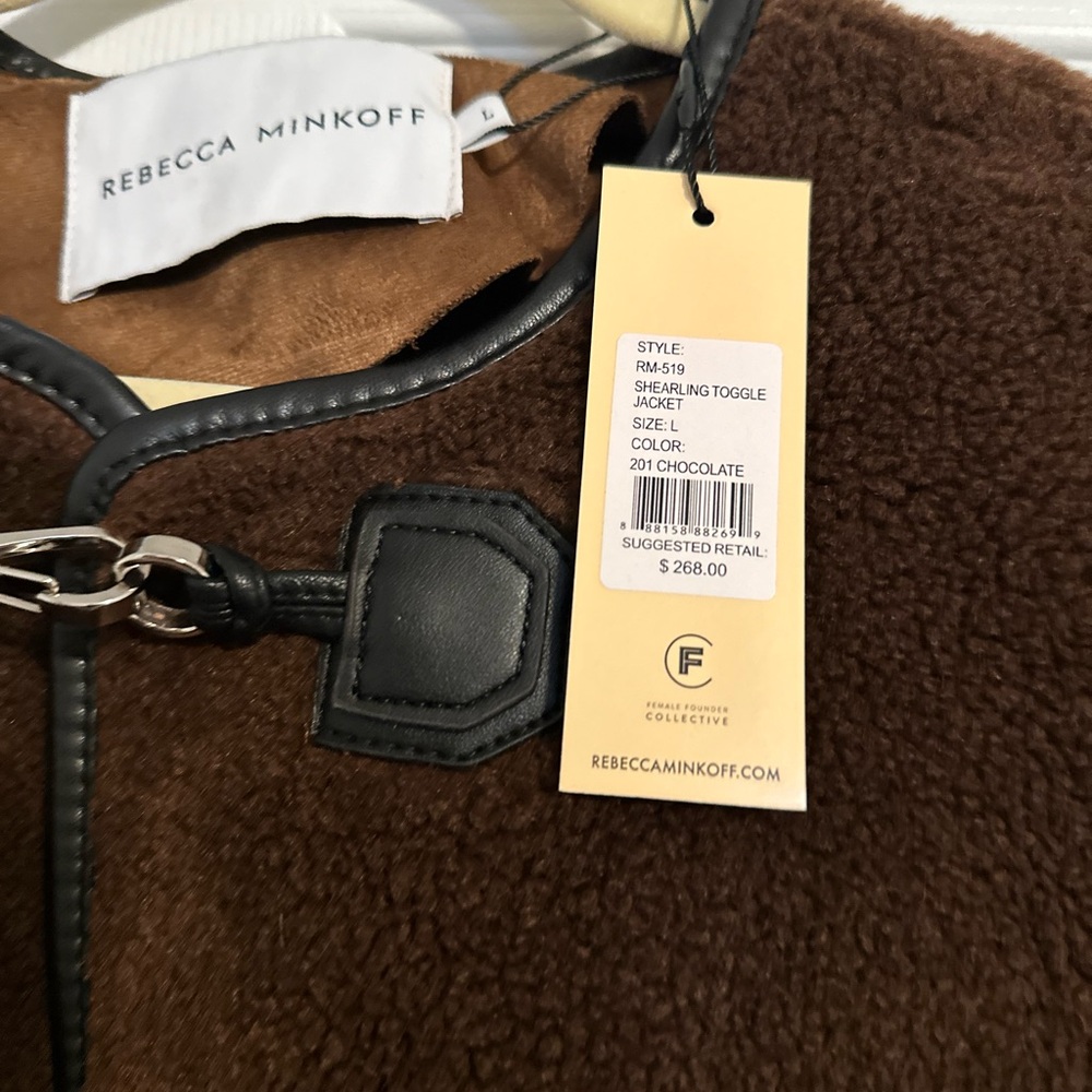 Rebecca Minkoff Faux Shearling Toggle Jacket Large - Picture 5 of 6